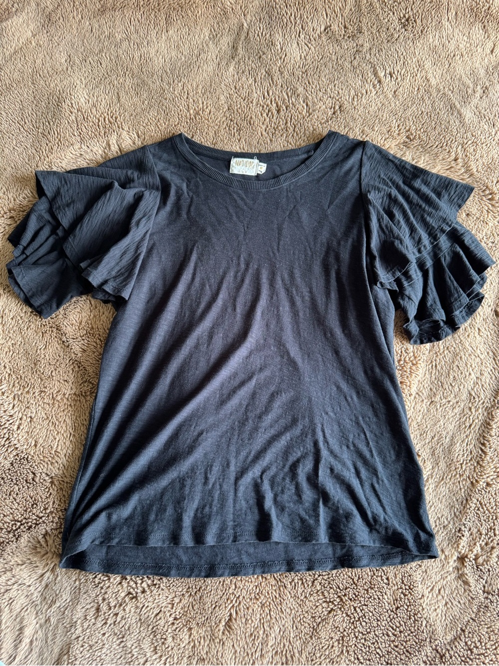 Nation LA Short Sleeve Tee with Layered Ruffle Sleeves